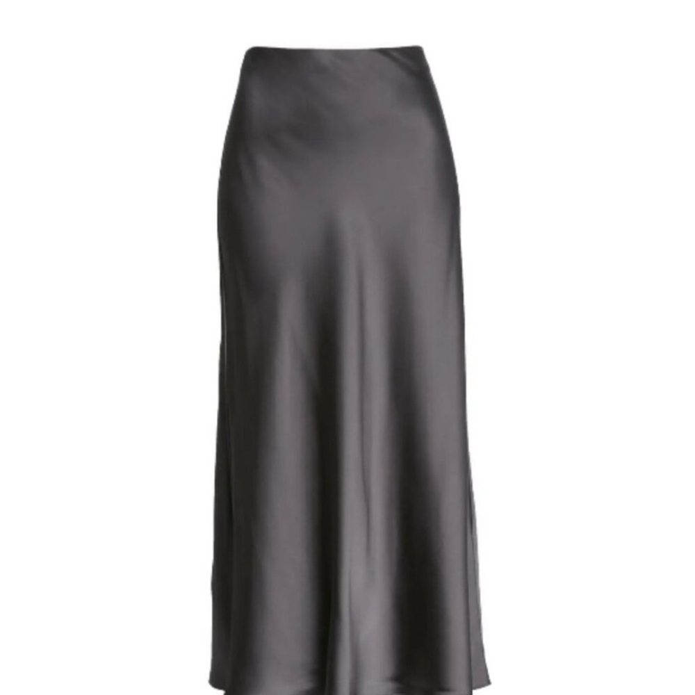 NWT- size 6- Club Monaco Elegant Midi Satin Skirt- Charcoal